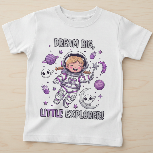Kids Girl Astronaut T-Shirt colores naturales