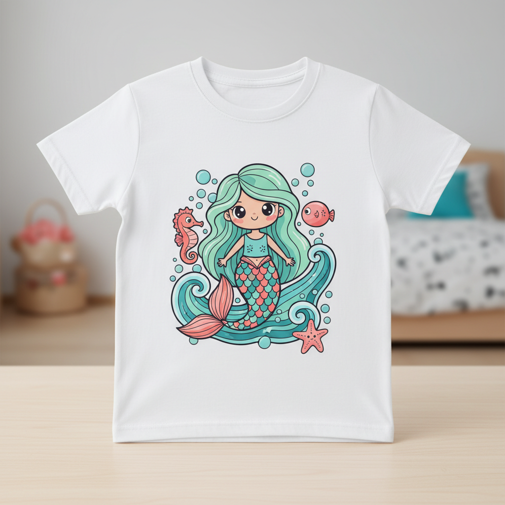 Kids Mermaid Girl T-Shirt colores naturales